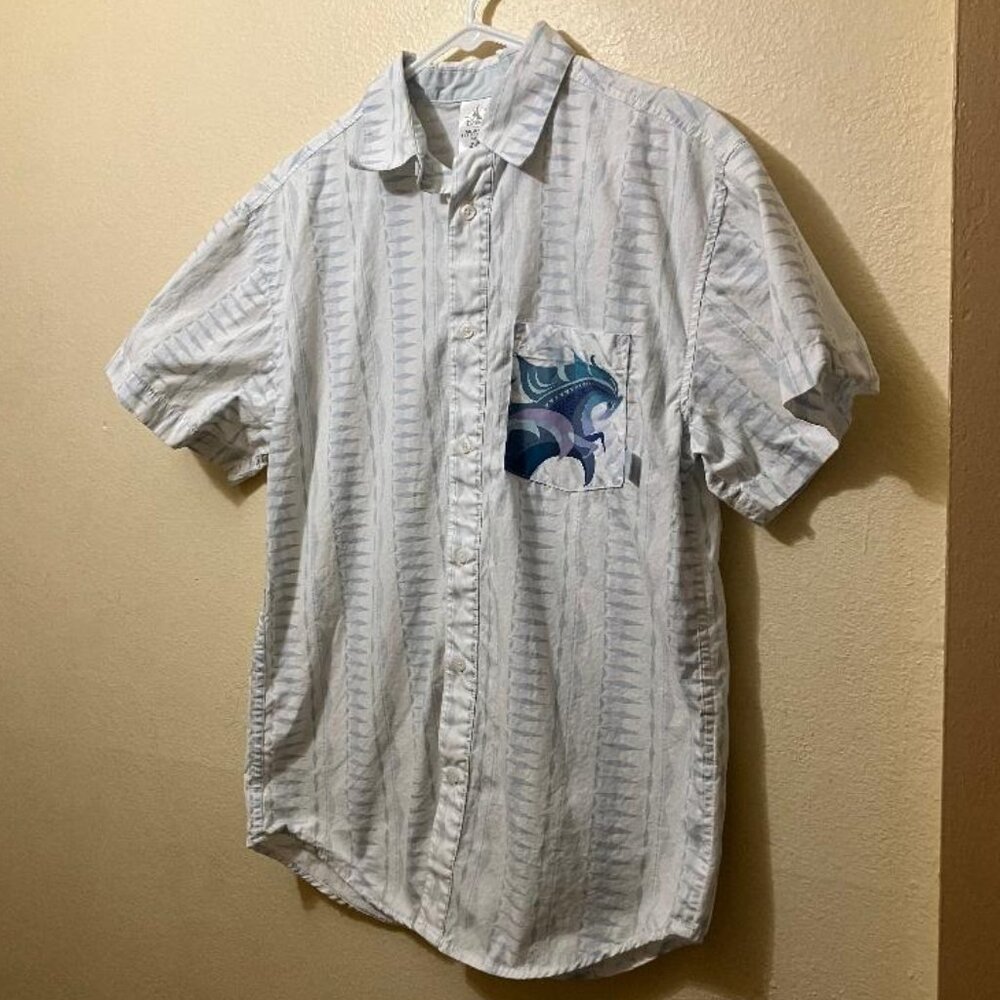 Disney Men's White/Blue Frozen 2 By Brittany Lee Button Up Shirt Size Small
